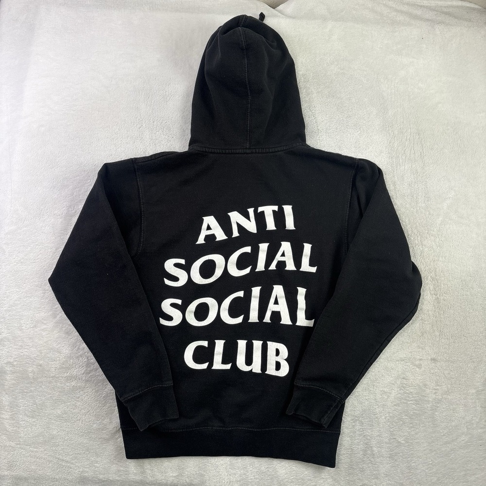 Anti Social Social Club Black Pullover Long Sleeve Fleece Hoodie Men's Small